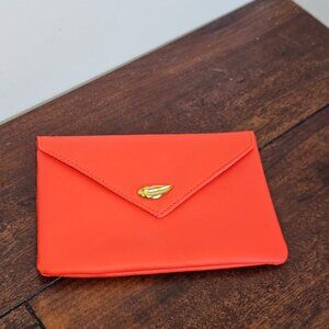 Ipsy Red Envelope Clutch with Gold Lip Detail